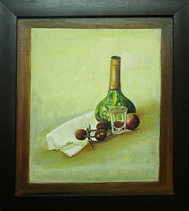 Bottle and grapes
